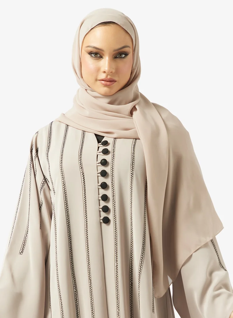 hayas closet  Abaya with button detailing & Sheila for Women | Best Price UAE